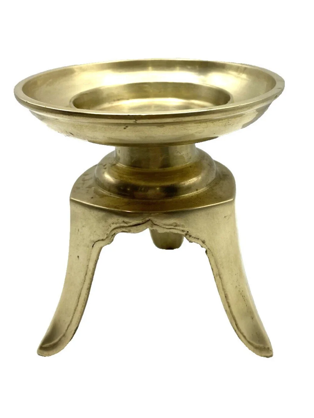 Vintage Solid Brass Incense Holder Candle Stand 3 Leg Made In India